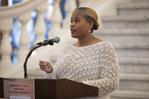 Yolanda Edrington, CEO speaks at the 2024 Crime Victims Right Rally at the PA Capitol
